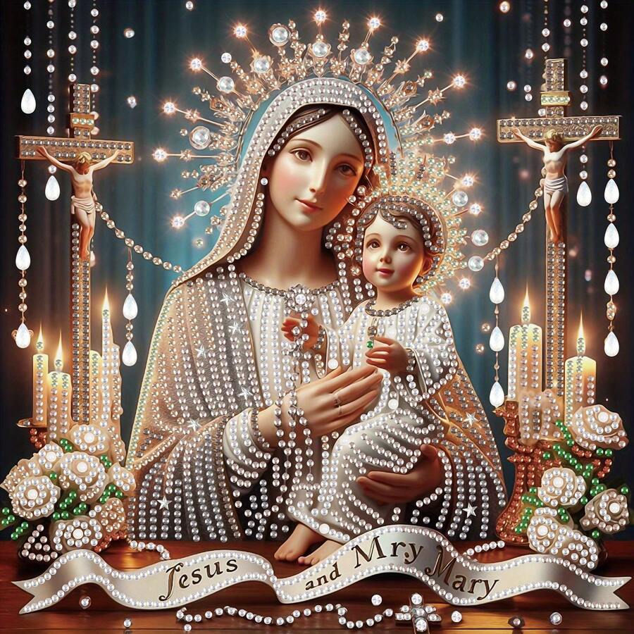 [Special Shape DIY Home Decor] DIY, Religious Figure & Mary 5D Diamond Painting Kits - Special Shape Diamond Art Suitable For Beginners, Unique Home Wall Decor Gift, 12x12 Inches