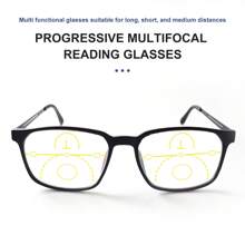 Progressieve multifocale leesbril, anti-blauwlicht superlicht montuur, TR flexibel materiaal, unisex geschikt voor alle scenario's
