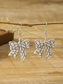 1 Pair Acrylic Bow & Sports Ball Decor Personalized Creative Earrings