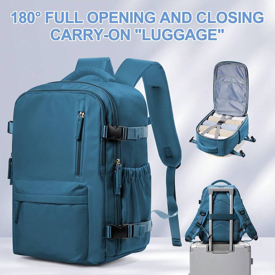Large Travel Backpack Bag For Women Men,Carry On Backpack,17 Inch Laptop Business Work Waterproof Backpack With Laptop Compartment,Person Item Flight Approved,Mochila De Viaje,Travel Laptop Backpack, Extra Large Backpacks, Flight Approved Daypack, Business Bag,Travel Bagbackpack For Schoolp For Men Women,Back Pack - 孔雀藍 - 查看 1