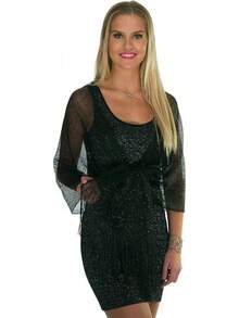 Metallic Glitter Shawl Wrap For Evening Dresses And Weddings - Black 1 - View 4