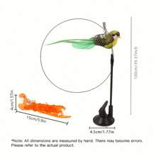 2pcs Set: Detachable Feather Decor Bird Toy + Strong Suction Cup Cat Teaser Wand, Attracting Cats To Pounce, Swat And Stimulate Hunting Instinct