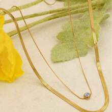 2pcs/Set Double-Layer Retro Personalized Fashion Beaded Snake Bone Chain Necklace Set