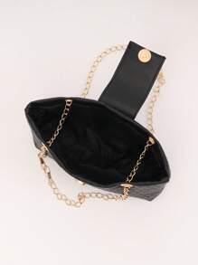 Bolso de hombro/cruzado de mujer con cadena de metal con relieve en forma de corazón de moda