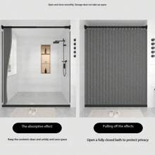 1 faltbarer Badezimmer Duschvorhang Set, grauer Vorhang aus hochtemperaturbeständigem, knitterfreiem Polyester, wasserdicht, schimmelresistent, mit Haken, maschinenwaschbar, modernes Design für den Schulanfang