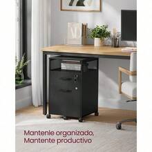VASAGLE Archivador Móvil con 2 Cajones Archivador de Oficina con Ruedas 44 x 42 x 69 cm Compartimento Abierto Negro Tinta MOFC077B16 - NegroInk - Ver 4