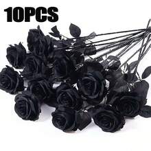100pcs Artificial Deep Red Rose, Fake Rose, Suitable For DIY Wedding Bouquet, Table Decor, Bridal Shower, Valentine's Day Decoration, Baby Shower Decor - Black Black Rod - View 13