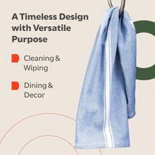 Classic Dish Towels - 15 Pack - 14" By 25" - 100% Cotton Kitchen Towels - Reusable Bulk Cleaning Cloths - Blue Hand Towels - Super Absorbent - Machine Washable - Textured Blue - View 5