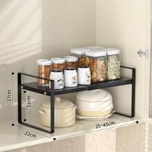 1 pieza Estantería de cocina estilo japonés de varios niveles, estantería organizadora extensible para encimera, despensa, almacenamiento multifuncional
