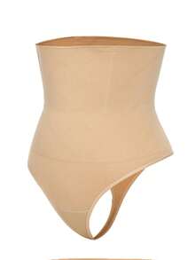 Women High Waisted Body Shaper Compression Pants With Tummy Control Thong Shapewear, Slimming Underwear Girdle Plus Size - 米色 - 查看 9