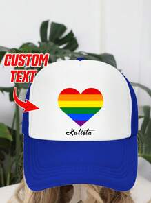 Șapcă de baseball personalizată imprimabilă cu text/nume, 1 buc., cu imprimeu floral al lunii mândriei, pălărie unisex pentru șofer de camion, potrivită pentru petrecere, festival, aniversare