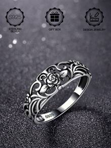 1pc S925 Sterling Silver Gothic Rose Thorn Design Ring For Women, Vintage Hollow Carved, Low Allergy, Suitable For Daily Wear, Wedding Proposal, Halloween, Valentine's Day, Mother's Day, Music Festival Gift, Comes With Gift Box