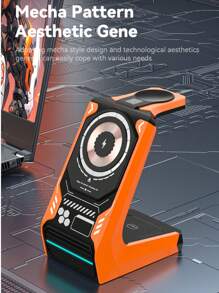 REMAX Upgraded Wireless Fast Charger, Desktop Accessories, Wireless Fast Charging For Multiple Device Women Watch/Man Watch/Phone/Earphone/Earbuds/, With Wireless Speaker, Adjustable Height Phone Holder, Adjustable RGB Ambient Light,Electronic Clock, Black/White, Office Desktop