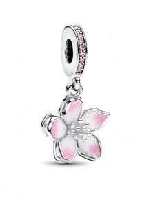 Neuer, heißverkaufter Silber Kirschblüten-Serie Anhänger, exquisites und modisches dreidimensionales Design, DIY Schmuckherstellungs-Set, geeignet für Armbänder und Halsketten, charmant und modisch für Frauen, Alltagstragen oder als Dekoration zu besonderen Anlässen, oder als Valentinstag- oder Geburtstagsgeschenk (Silber Gold)