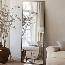 LadyNow Full Length Mirror, Arched 59"X18" /64"X21"Floor Mirror With Nano Glass, Large Body Mirrors With Stand For Bedroom, Hanging Mounted For Living Room - 黑色 - 查看 4