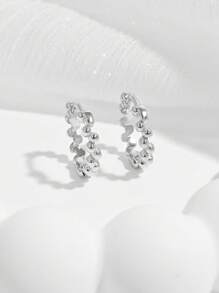 1 par de elegantes y a la moda aretes de plata 925 con diseño geométrico de lujo, regalo para mujeres para citas y reuniones
