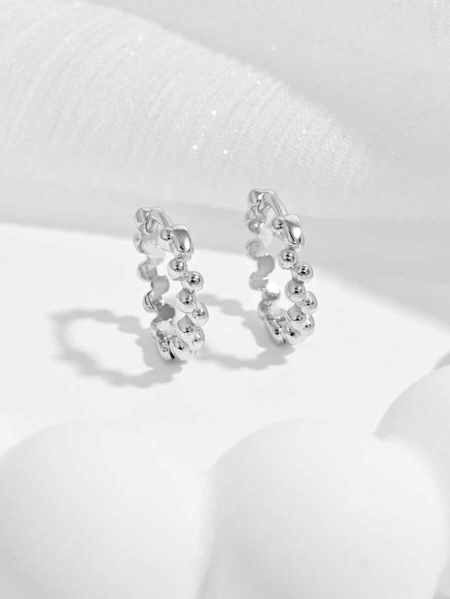 1 par de elegantes y a la moda aretes de plata 925 con diseño geométrico de lujo, regalo para mujeres para citas y reuniones