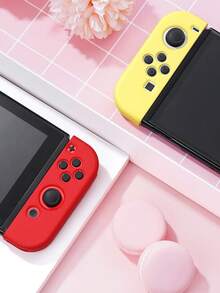 1個防滑軟矽膠握把手柄適用於Nintendo Switch/Switch OLED，含2個搖桿帽，相容於Switch/Switch OLED控制器，搖桿帽，遊戲控制器配件，適合情侶、朋友、家人的禮物 - 彩色 - 查看 7