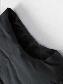 Men's Vest, Warm Fashionable Solid Color Thick Collar Padded Vest, Warm Outerwear - الأسود - مشاهدة 10