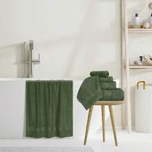 Ultra Soft 8-Piece Towel Set -% Ring Spun Cotton, 2 Oversized Bath Towels 27x54, 2 Hand Towels 16x28, 4 Wash Cloths 13x13 - Daily Use, Hotel & Spa - Olive Green, Luxury Towel Set - 海綠色 - 查看 9