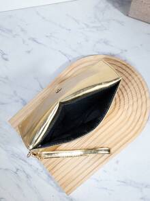 1 chiếc ví cầm tay tối giản, sang trọng, xếp ly bằng chất liệu PU, thích hợp làm ví đựng tiền xu, túi dự tiệc bóng bẩy, dành cho phụ nữ, bé gái, các sự kiện trang trọng, tiệc tùng, mua sắm, đi làm, du lịch, tiệc cưới, v.v. - Vàng - Xem 5