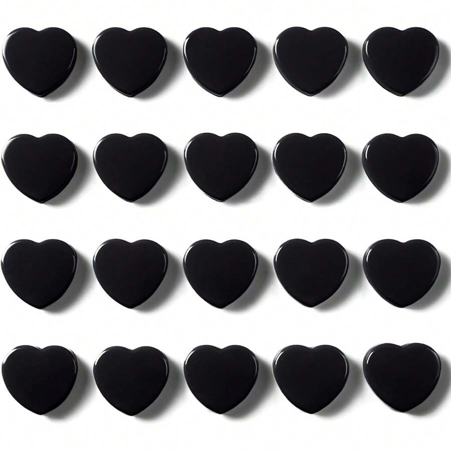 Imanes de nevera - 20PCS imanes de nevera lindos, imanes decorativos fuertes para pizarra blanca, casillero, foto y mapa - imán pequeño negro de alta resistencia para hogar oficina escuela cocina (corazón) - Imán de corazón negro - 40 unidades - Ver 1