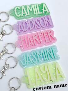 Backpack Keychain Name Tag, Personalized Acrylic Name Tag, Diaper Bag Tag, Lunch Box Tag, Kids Tag, Multi-Functional, Ornamental, Letter, Stylish, Modern, Colorful, Cute, Adorable, Casual, Custom, Personalised, Unique, Customized, Ideal Gifts For Him, Ideal Gifts For Her