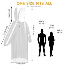 6 Pack Einweg-Regenponcho für Damen und Herren - wasserdichte PE-Regenmäntel mit Kordelzug, Camping/Wandern/Notfall, verstärkte Damen- und Herren-Regenmäntel, transparente Regenmäntel mit Kapuze