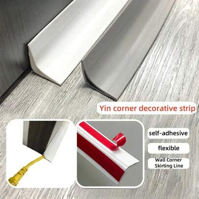 1 pezzo 1m/39,37 pollici Listello decorativo adesivo in PVC per pavimenti in legno - bordatura decorativa, finitura ad arco per armadi, chiusura triangolare e scanalatura per cavi