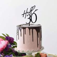 1pc/3pcs/6pcs/12pcs Black Acrylic Hello18/21/30/40/50/60th Birthday Cake Topper For Birthday Party Cake Dessert DIY Decoration Supplies