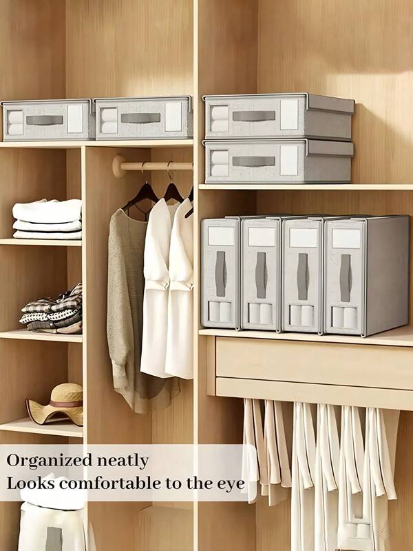 4pcs Set With Cover Bedding Sheet Storage Box, Household Storage Container, Drawer Style Storage Box, Under Bed Storage Box