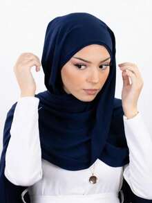 1 件女士经典休闲套头雪纺围巾，纯色舒适透气莫代尔面料颈部保暖，头巾，一体式头巾，适合日常穿着