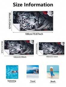 1 件动物虎纹速干超细纤维毛巾超大超细纤维透气便携式游泳旅行毛巾便携式超轻露营徒步浴巾多种尺寸适合游泳度假旅行女士旅行健身房瑜伽度假村登山淋浴露营配件超吸水速干，豪华浴巾适用于水疗中心、酒店、家庭使用 - 彩色 - 查看 11