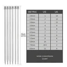 22pcs Stainless Steel Knitting Needles Set, 2mm-8mm Straight Single-Pointed Crochet Hooks, 25cm Sweater Knitting Needles