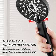 3 件套增压淋浴喷头，家用淋浴喷头，带喷头支架和软管套装 - 黑色 - 查看 7