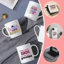 12 Stücke Vatertags UV DTF Transferaufkleber - wasserfest für Tassen, Flaschen, DIY Basteleien & Schulmaterial (nur UV-Folien, keine Tassen enthalten), Bastelbedarf | leuchtende Designs | bunte Aufkleber