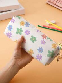 1 件彩色花卉印花灯芯绒铅笔盒、文具收纳袋、双面印花笔袋、便携式多功能办公用品铅笔收纳盒，是送给学生、朋友、宰牲节、节日、返校、学校用品、铅笔袋、书包的绝佳礼物