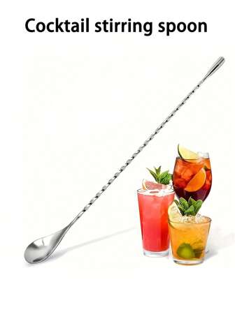 不锈钢鸡尾酒搅拌器 - 表面光滑闪亮的鸡尾酒勺，适合混合和分层鸡尾酒，带人体工程学手柄的酒吧工具，耐用的饮料搅拌器，家庭酒吧必备，学校用品