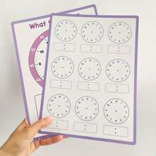 10/5/1 Teiliges Set K-3 Level (5-8 Jahre alt) beidseitig löschbare Uhr-Tafel Lehr-Hilfsmittel - von Lehrern empfohlenes Material für Klassenzimmer/Hausunterricht Mathematik, handgemacht (haltbare Trocken-Wisch-Zeichentafel) Schulbedarf, Rückkehr zur Schule
