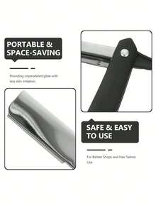 1 件剃须刀，带 10 个刀片，男士优质不锈钢手动直剃须刀，适合家庭和沙龙使用，男士理发修剪，美容旅行必需品（刀片颜色随机） - 彩色 - 查看 9