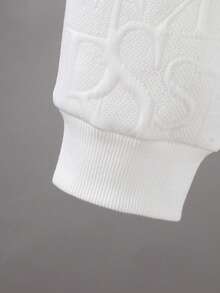 2pcs/Set Casual Letter Embossed Crewneck Knitted Pullover Sweatshirt And Pants Set, Suitable For Daily And Outdoor Wear, For 4-7 Years Old Boys In Autumn/Winter - White - View 6