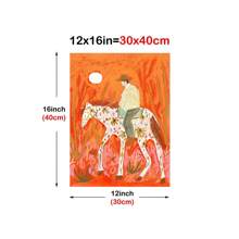 1 pieza Póster de lienzo con diseño de vaquero de dibujos animados vibrante - Arte de pared minimalista moderno, decoración del hogar sin marco para sala de estar, dormitorio u oficina, con fondo floral colorido y tonos naranjas cálidos, regalo perfecto para espacios con temática occidental, decoración del hogar de estilo occidental