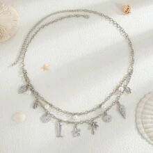 1 pièce Chaîne de taille avec pendentif étoile de mer et coquillage, chaîne de corps sexy, décoration de taille, style vacances d'été
