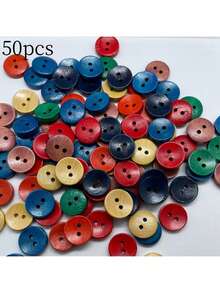 Set de 10/50 piezas Botones de madera tallada con estilo vintage en azul y dorado con diseño floral para manualidades DIY, costura y decoración de disfraces - Diseño redondo delicado con patrones finos, accesorios de costura