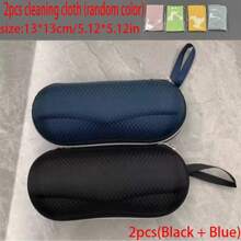 2 Peças Estojo Protetor para Óculos, Capa de Casca EVA com Zíper Rígido Resistente a Impactos, com Pano de Limpeza de Camurça Separado, Estojo para Óculos de Sol Esportivos com Alça, Bolsa Portátil para Óculos, Unissex