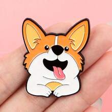 Lindo pin de esmalte de perro - Diseño de mezcla de razas de dibujos animados (Corgi, Border Collie, Husky, Labrador) - Metal duradero de color vívido - Decoración unisex para mochila, regalo para propietario de mascotas, sorpresa de cumpleaños, accesorio para perros, expresión alegre, insignia colorida, joyería de animales, accesorio divertido, estructura resistente, accesorio de moda - Amarillo - Ver 10