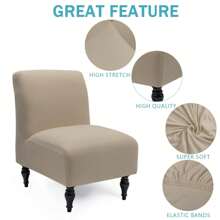 Armless Accent Slipper Chair Cover Slipcover,Stretch Spandex Removable Jacquard Non-Slip Slip Cover For Accent Chair Without Arms Furniture Protector For Living Dining RoomArmless Accent Slipper Chair Cover Slipcover,Slipper Chair Removable Fabric Stretch Spandex Removable For Armless Chair Furniture Protector Covers For Living Dining Room