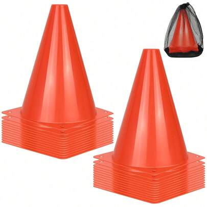 12/24/50/100pcs Soccer Cones, 7" Soccer Cones, Orange Plastic Traffic Cones, Training Cones For Basketball Football Skating Drills Practice Good Style