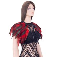 Châle de femmes en plumes artificielles, cape, col en dentelle, costumes de sorcière pour Halloween et carnaval