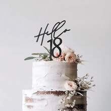 1pc/3pcs/6pcs/12pcs Black Acrylic Hello18/21/30/40/50/60th Birthday Cake Topper For Birthday Party Cake Dessert DIY Decoration Supplies